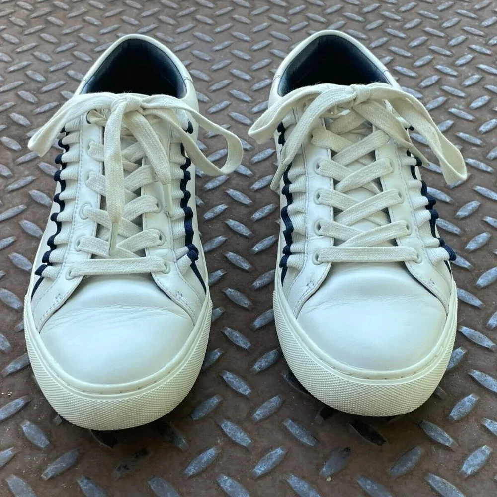 Tory Burch Women Sneaker White Leather Upper Lace Up Sport Shoes Size 9M - Picture 3 of 12